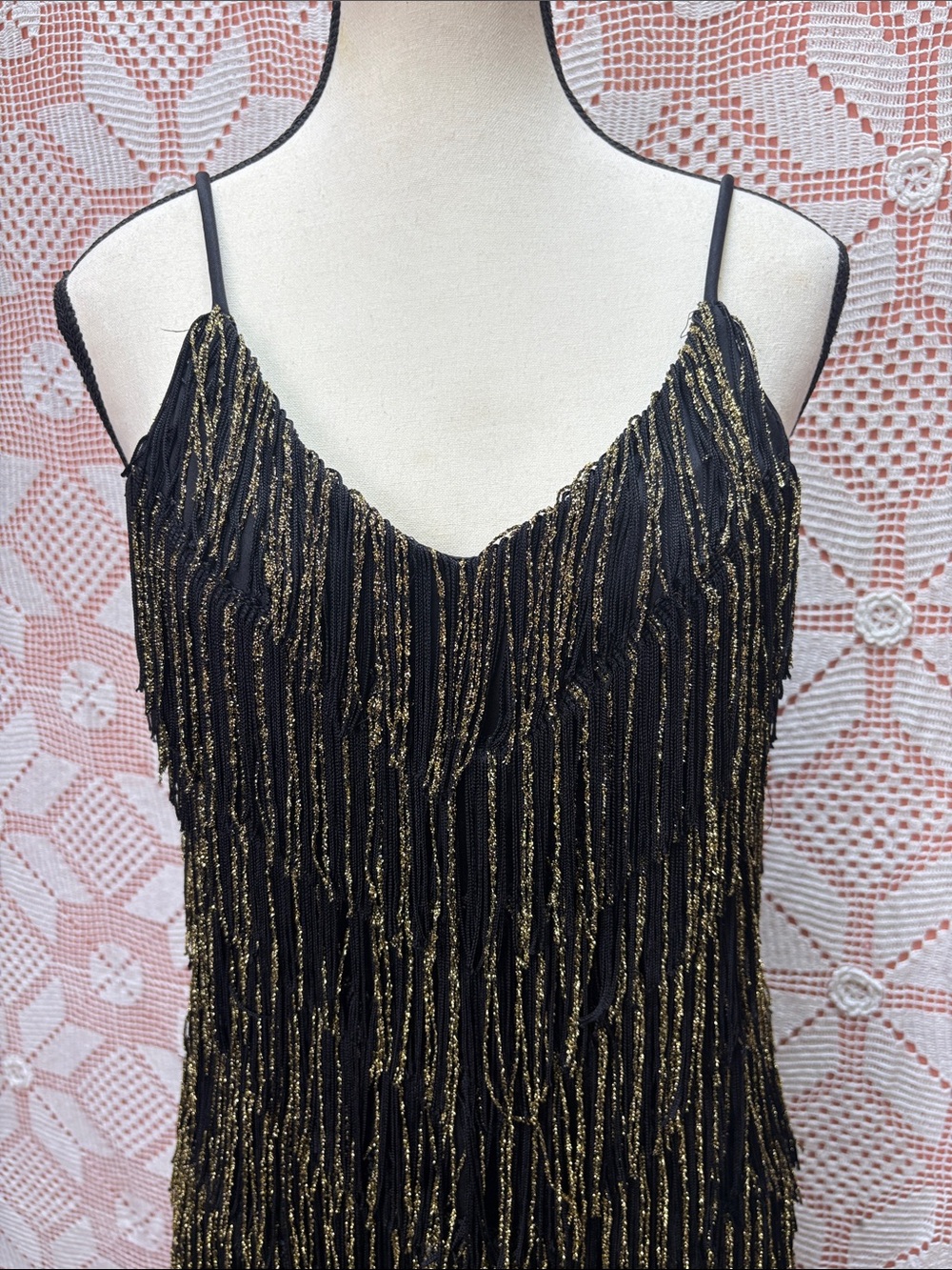 Vintage Collections by JS Black & Gold Fringe Dress - Picture 4 of 12